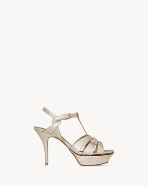 Saint Laurent Tribute Platform Sandals - White