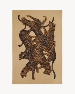 Saint Laurent Leopard Stole - Metallic