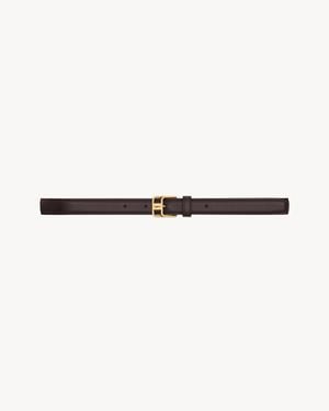 Saint Laurent Cassandre Double-Buckle Thin Belt - Natural