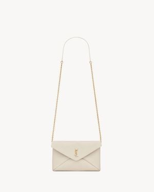 Saint Laurent Cassandre Petite Pochette À Chaine En Cuir D'Agneau - Blanc
