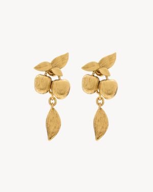 Saint Laurent Boucles D'Oreilles Cerise En Métal - Métallisé