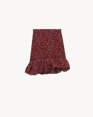 Saint Laurent Ruffled Mini Skirt - Red
