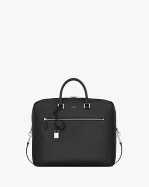 Saint Laurent Sac De Jour Souple Grand Porte-Documents En Cuir Grainé - Noir