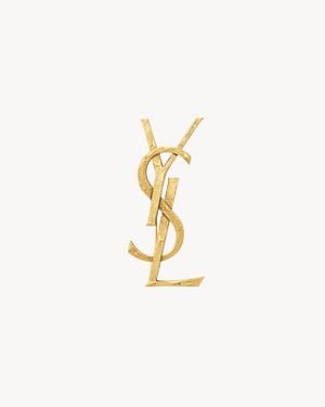 Saint Laurent Cassandre Broche En Métal - Blanc