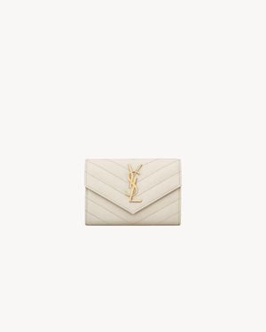 Saint Laurent Cassandre Leather Wallet - White