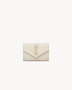 Saint Laurent Cassandre Leather Wallet - White