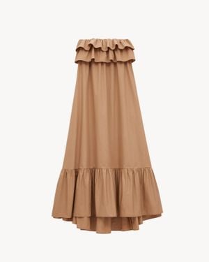 Saint Laurent Maxi Dress With Ruffles - Brown
