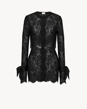Saint Laurent Lavallière-Cuff Mini Dress - Black