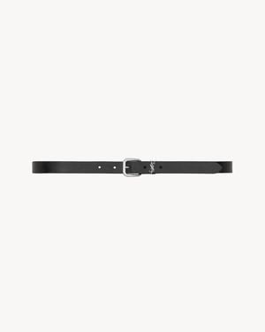 Saint Laurent Cassandre Rectangular Buckle Belt - Natural