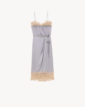 Saint Laurent Saint Laone Sizerent Wrap Slip Dress - White