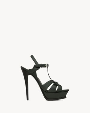 Saint Laurent Saint Laone Sizerent トリビュート プラットフォームサンダル（スムースレザー） - ブラック