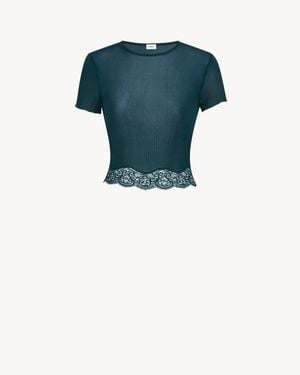 Saint Laurent Laced T-Shirt - Blue