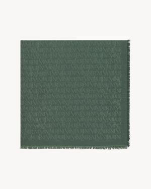 Saint Laurent Grand Carré En Soie Et Jacquard De Laine - Vert