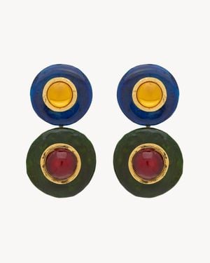 Saint Laurent Cabochon Drop Earrings - Blue