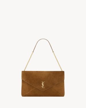 Saint Laurent Cassandre Xxl Pouch On Chain - White