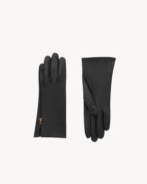 Saint Laurent Cassandre Handschuhe Aus Leder - Schwarz