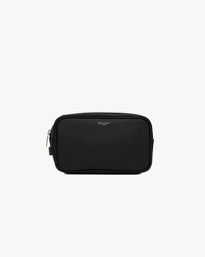 Saint Laurent グレインドプードル エンボスレザーのサンローランパリ スモールグルーミングケース ブラック