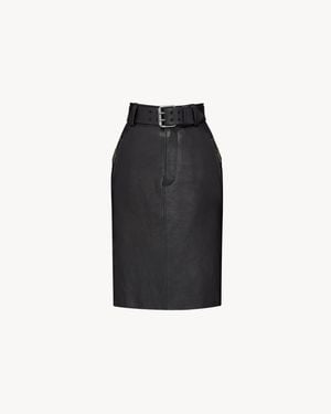 Saint Laurent Belted Pencil Skirt - Black