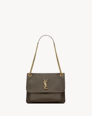 Saint Laurent ニキ ミディアム (グレインラムスキン） グリーン - ブラウン