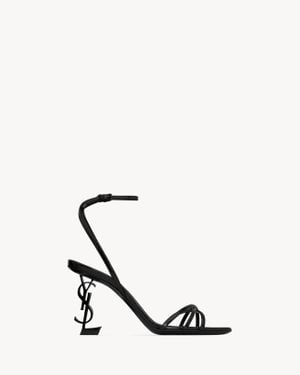 Saint Laurent オピウム サンダル（グレーズドレザー） ブラック - ホワイト