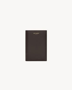 Saint Laurent Paris Reisepassetui Aus Zweifarbigem Glattleder - Schwarz