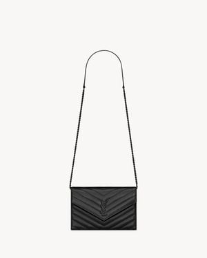 Saint Laurent Cassandre Envelope Chain Wallet - White