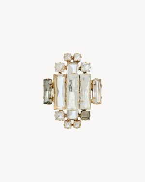 Saint Laurent Crystal Medallion Brooch - White
