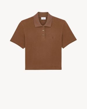 Saint Laurent Cassandre Cropped Polo - Brown