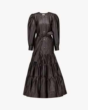 Saint Laurent Saharienne-Kleid Im Prairie-Stil Aus Beschichteter Baumwolle - Schwarz