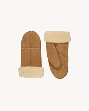 Saint Laurent Shearling Mittens - White