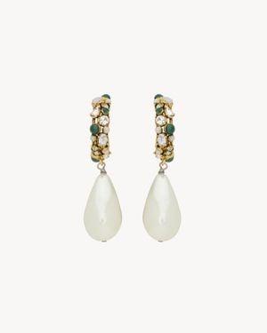 Saint Laurent Crystal Hoop Earrings - White