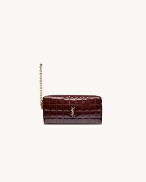Saint Laurent Cassandre Matelassé Carré Pouch On Chain - Red