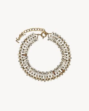 Saint Laurent Collier Pyramide Oversize En Métal Et Cristal - Métallisé