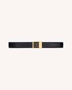 Saint Laurent Ceinture La 66 En Cuir Brillant - Blanc