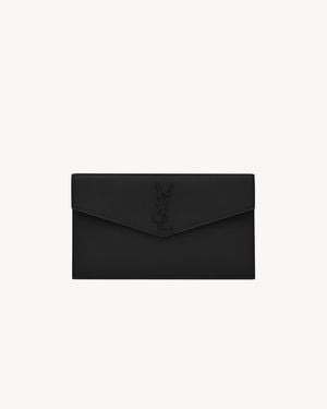 Saint Laurent Uptown Pochette En Cuir Grain De Poudre - Black
