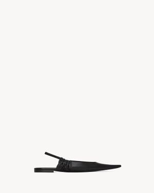 Saint Laurent Anne-Marie Slingbacks Plats En Cuir Lisse - Blanc