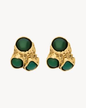 Saint Laurent Bubble Cabochon Earrings - Green
