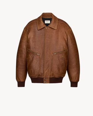 Saint Laurent Padded Bomber Jacket - Brown