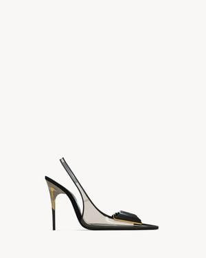 Saint Laurent Sibyl Slingback-Pumps Aus Tpu, Lackleder One Sizend Satin - Weiß