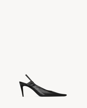 Saint Laurent Anne-Marie Slingbacks En Cuir Lisse - Blanc