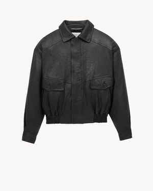Saint Laurent Baloon Leather Bomber - Black