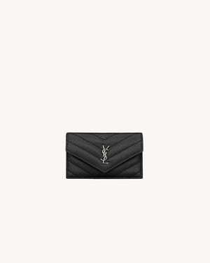 Saint Laurent Cassandre Matelassé Fragments Flap Card Case - White