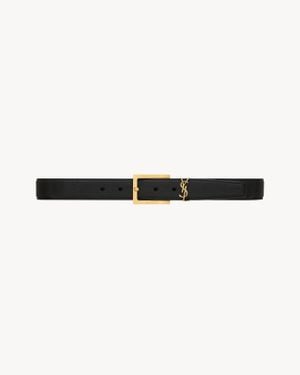 Saint Laurent カサンドラ ベルト（グレインラムスキン） ブラック - ホワイト