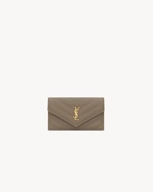 Saint Laurent Cassandre Fragments Flap Card Case - Natural