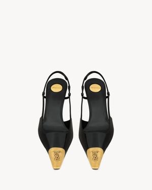 Saint Laurent Jeanne 75 Leather Slingback Court Shoes - Black