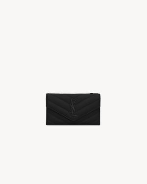 Saint Laurent Cassandre Matelassé Fragments Flap Card Case - White