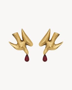 Saint Laurent Tauben-Ohrringe Aus Messing One Sizend Harz - Mettallic