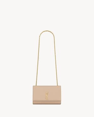 Saint Laurent Kleine Kate Aus Leder Mit Grain-De-Poudre-Prägung - Natur