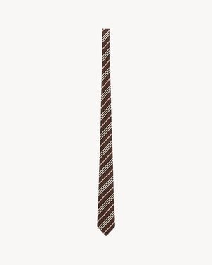 Saint Laurent Striped Tie - White