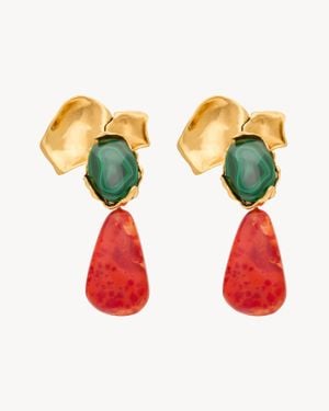 Saint Laurent Petal Pendant Earrings - White